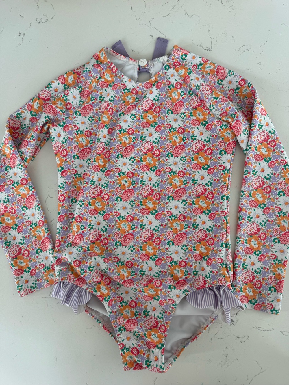 Girls Floral Minnow Swimsuit 7/8